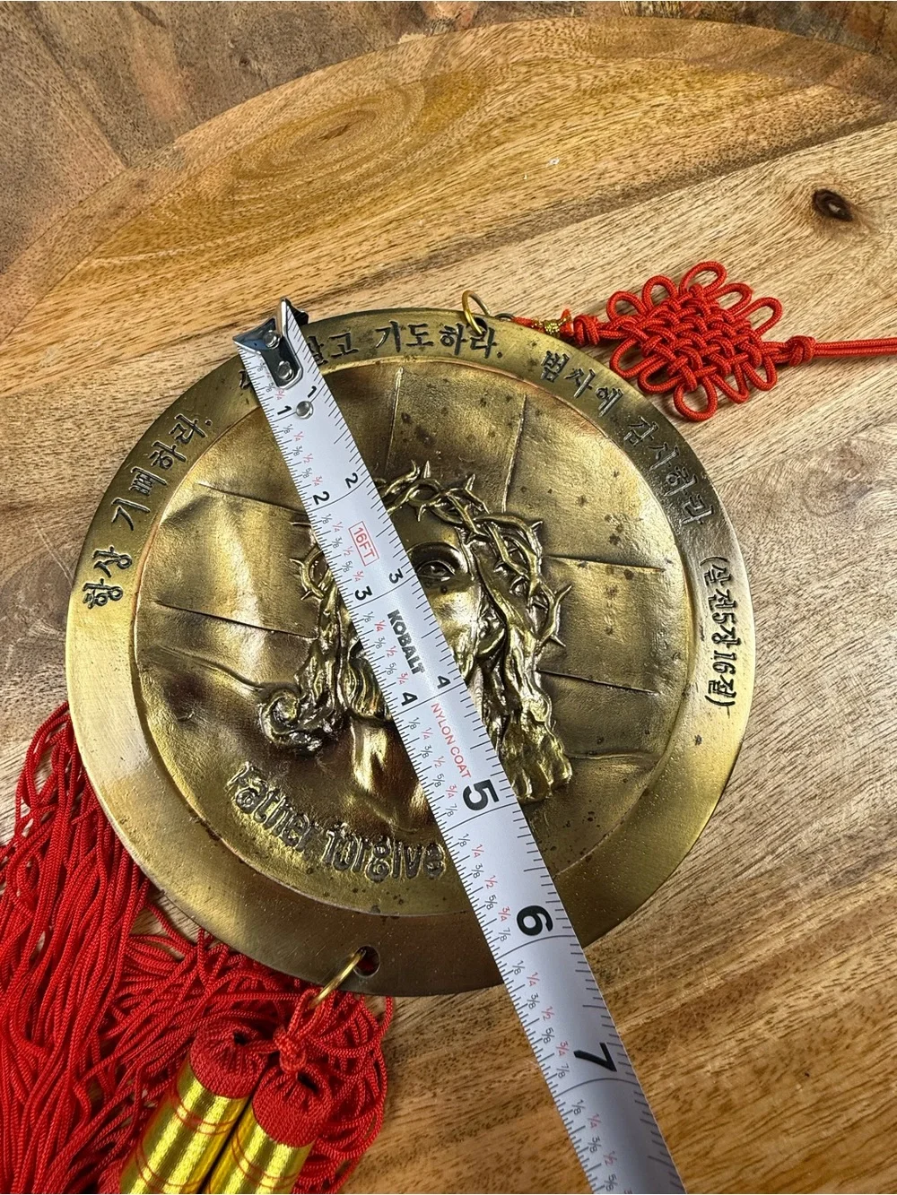 Korean Jesus Christian Prayer Wall Hanging Red Tassel Religious Art